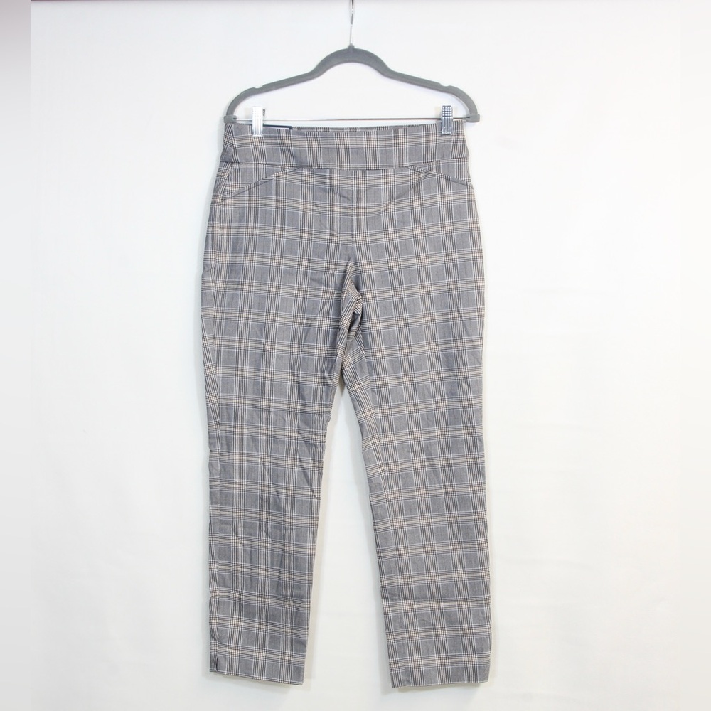 Charter Club Cambridge Brown & Gray Houndstooth Plaid Slim Leg Pants NWT